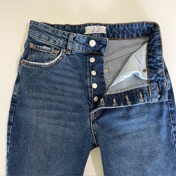 Free People We The Free Emmy Split Hem High Waist Boot Cut Jeans Medium Blue 27 - Picture 7 of 11